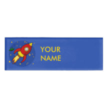 Raketlabel met rode naam