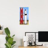 Raketlanceerder op zijn lanceerplatform poster (Thuiskantoor)