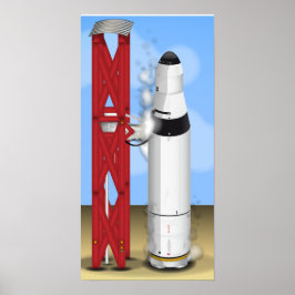 Raketlanceerder op zijn lanceerplatform poster