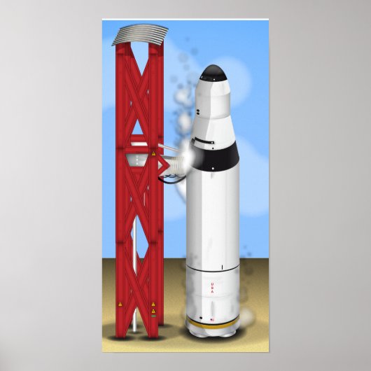Raketlanceerder op zijn lanceerplatform poster (Voorkant)
