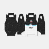 Raketlancering in buitenruimtescheppen op zaterdag bedankdoosjes (Uitgevouwen)