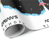 Raketlancering in buitenruimtetenaam Birthday Cadeaupapier (Rol Hoek)