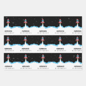 Raketlancering in buitenruimtetenaam Birthday Inpakpapier Vel (Voorkant)