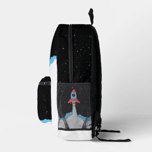 Raketlancering in Outer Space Kinder naam Bedrukte Rugzak (Rechts)