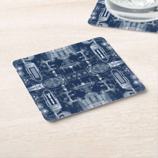 Raketontwerp Blauwdrukken Technische tekening Kartonnen Onderzetters (Schuin)