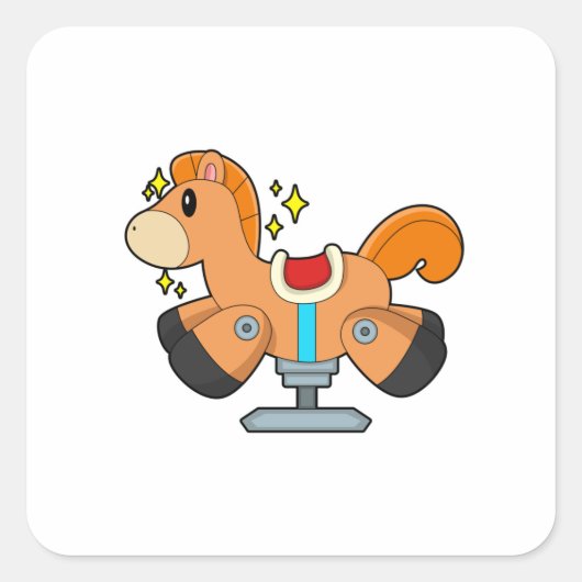 Raketpaard Vierkante Sticker (Voorkant)