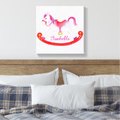 Raketpaard voegt jouw naam toe canvas afdruk (Insitu (Slaapkamer))