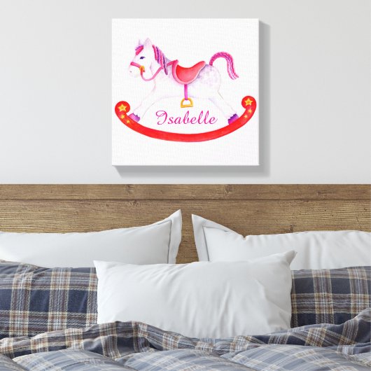 Raketpaard voegt jouw naam toe canvas afdruk (Insitu (Slaapkamer))