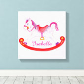 Raketpaard voegt jouw naam toe canvas afdruk (Insitu (Houten vloer))