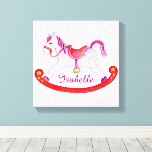 Raketpaard voegt jouw naam toe canvas afdruk (Insitu (Houten vloer))