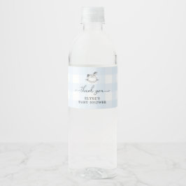 Raketpaardenblauw Gingham Favor Water Fles Waterfles Etiket