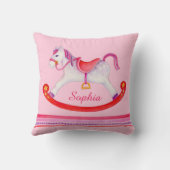 Raketpaardenroze waterverf genaamd kinder kussen (Achterkant)