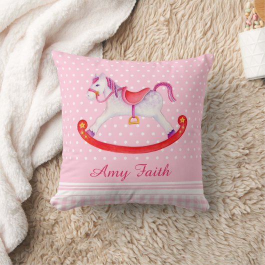 Raketpaardenroze waterverf genaamd kinder kussen (Deken)