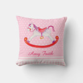 Raketpaardenroze waterverf genaamd kinder kussen (Voorkant)