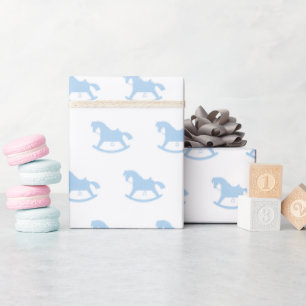 Raketpapier voor paarden blauw cadeaupapier