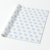 Raketpapier voor paarden blauw cadeaupapier (Uitgerold)