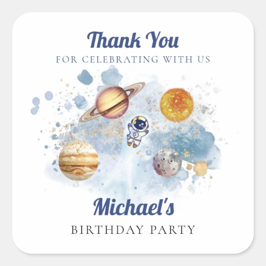 Raketplanken buitenruimte vierkante sticker (Voorkant)