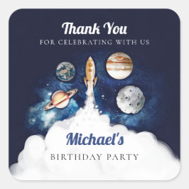 Raketplanken buitenruimte vierkante sticker