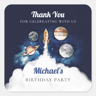 Raketplanken buitenruimte vierkante sticker