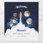 Raketplanken buitenruimte wijn etiket (Enkel label)