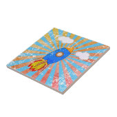 Raketretro voor Cartoon in nood, zonneschijn Tegeltje (Zijkant)