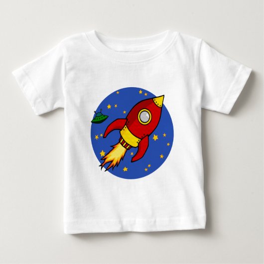 Raketrode gele Baby T-shirt (Voorkant)