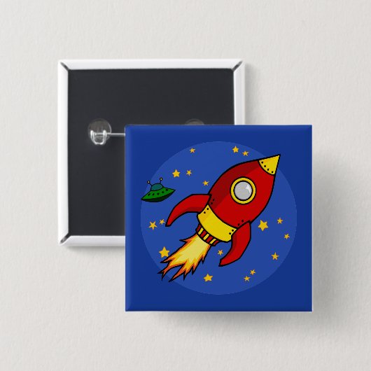 Raketrode gele Button (Voorkant /achterkant)