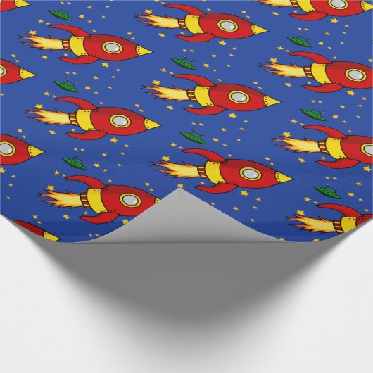 Raketrood geel glanzend papier, 30 x 6 inch cadeaupapier (Hoek)