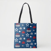 Raketrotsen met rode, witte en blauwe krullen tote bag (Voorkant)