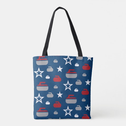 Raketrotsen met rode, witte en blauwe krullen tote bag (Achterkant)