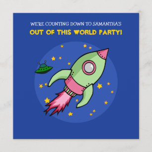 Raketroze groene uitnodiging voor geboorte