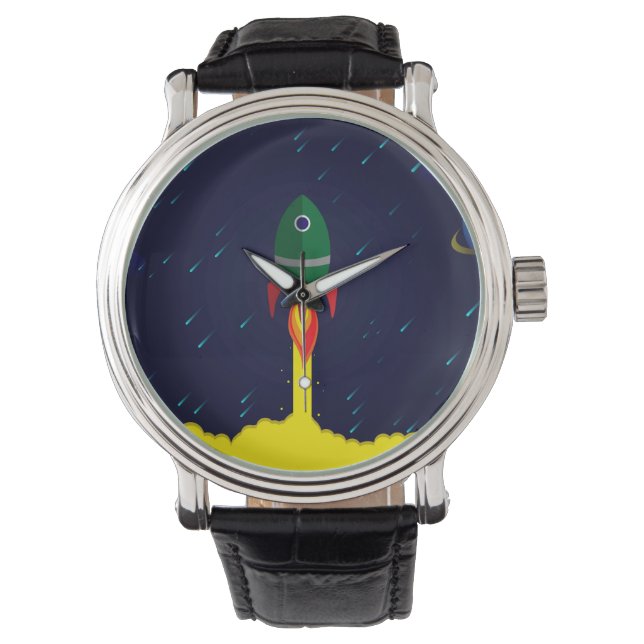 Raketruimteschip astrologie astronaut horloge (Voorkant)