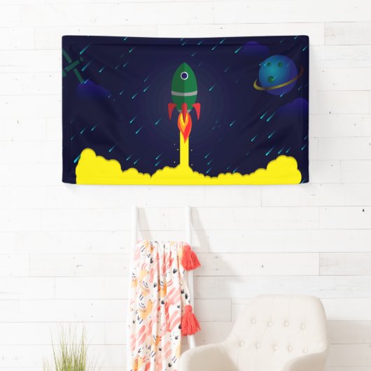 Raketruimteschip astrologie astronaut spandoek (Insitu)