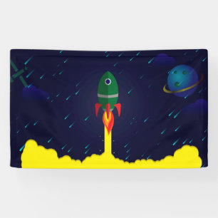 Raketruimteschip astrologie astronaut spandoek