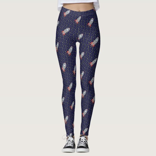 Raketschaal met terugloop met Achtergrond sterrete Leggings (Voorkant)