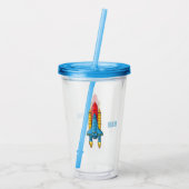 Raketscheepsillustratie cartoon acryl drinkbeker (Achterkant)
