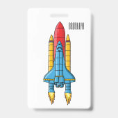 Raketscheepsillustratie cartoon badge (Achterkant)