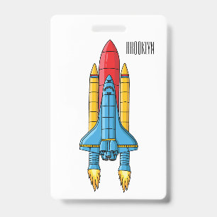 Raketscheepsillustratie cartoon badge