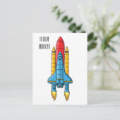 Raketscheepsillustratie cartoon briefkaart (Staand voorkant)