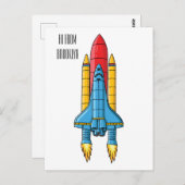 Raketscheepsillustratie cartoon briefkaart (Voorkant / Achterkant)