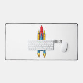 Raketscheepsillustratie cartoon bureaumat (Keyboard & Muis)