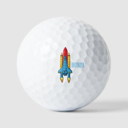 Raketscheepsillustratie cartoon golfballen (Voorkant)