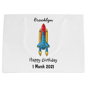 Raketscheepsillustratie cartoon groot cadeauzakje