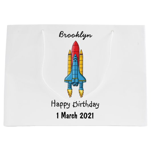 Raketscheepsillustratie cartoon groot cadeauzakje (Voorkant)