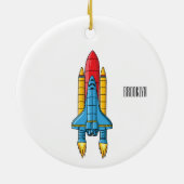 Raketscheepsillustratie cartoon keramisch ornament (Achterkant)