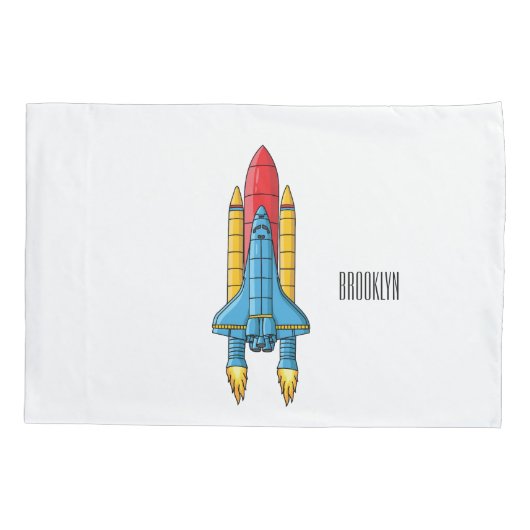 Raketscheepsillustratie cartoon kussensloop (Achterkant)