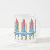 Raketscheepsillustratie cartoon matglas koffiemok (Voorkant rechts)