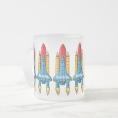 Raketscheepsillustratie cartoon matglas koffiemok (Voorkant links)