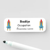 Raketscheepsillustratie cartoon naamplaatje (In situ)