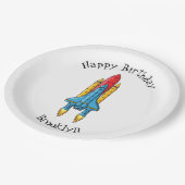 Raketscheepsillustratie cartoon papieren bordje (Gekanteld)